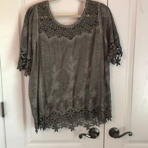 Gray Lace Top